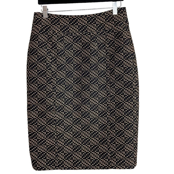 Burberry‎ London Midi Pencil Skirt Black Tan Texture Pattern Size 6 - Picture 1 of 9